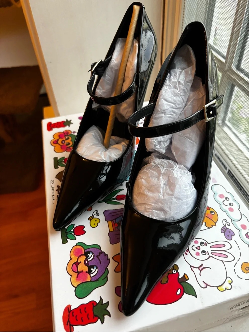Jeffrey Campbell Black Patent Mary Jane Stiletto Pumps size 5